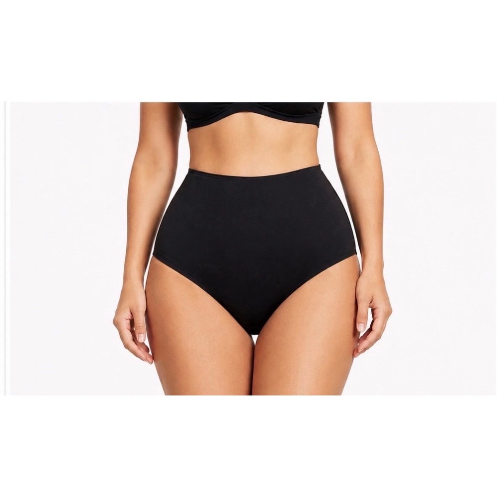 Spanx Women Black High Waisted Swim Bottoms Bikini Briefs Style Size 6